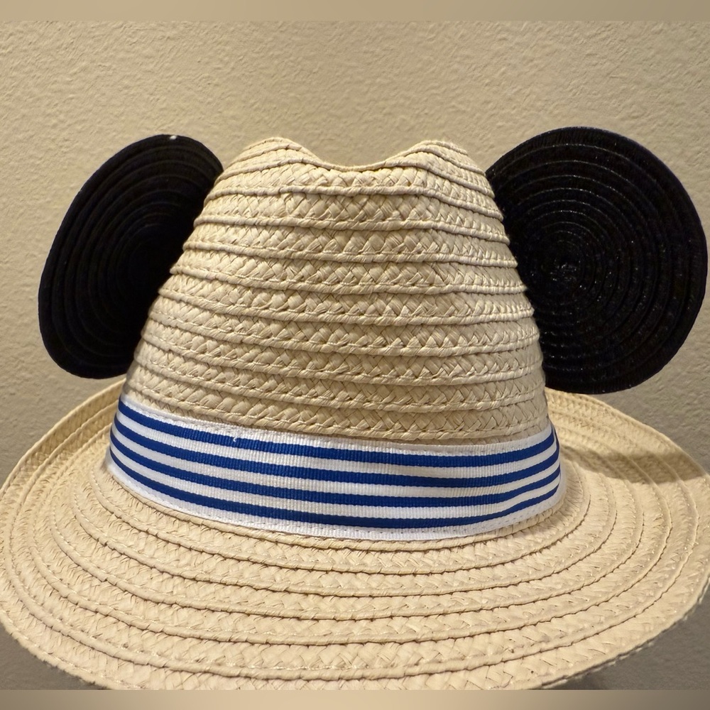 Hanna Andersson Disney Cream Straw Hat with Black Ears